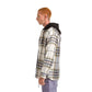 White Hoodie Checkered plaid Jacket Blue Green Wide Striped