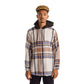 White Hoodie Checkered plaid jacket Blue Brown wide striped