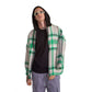 White hoodie checkered plaid jacket green wide striped