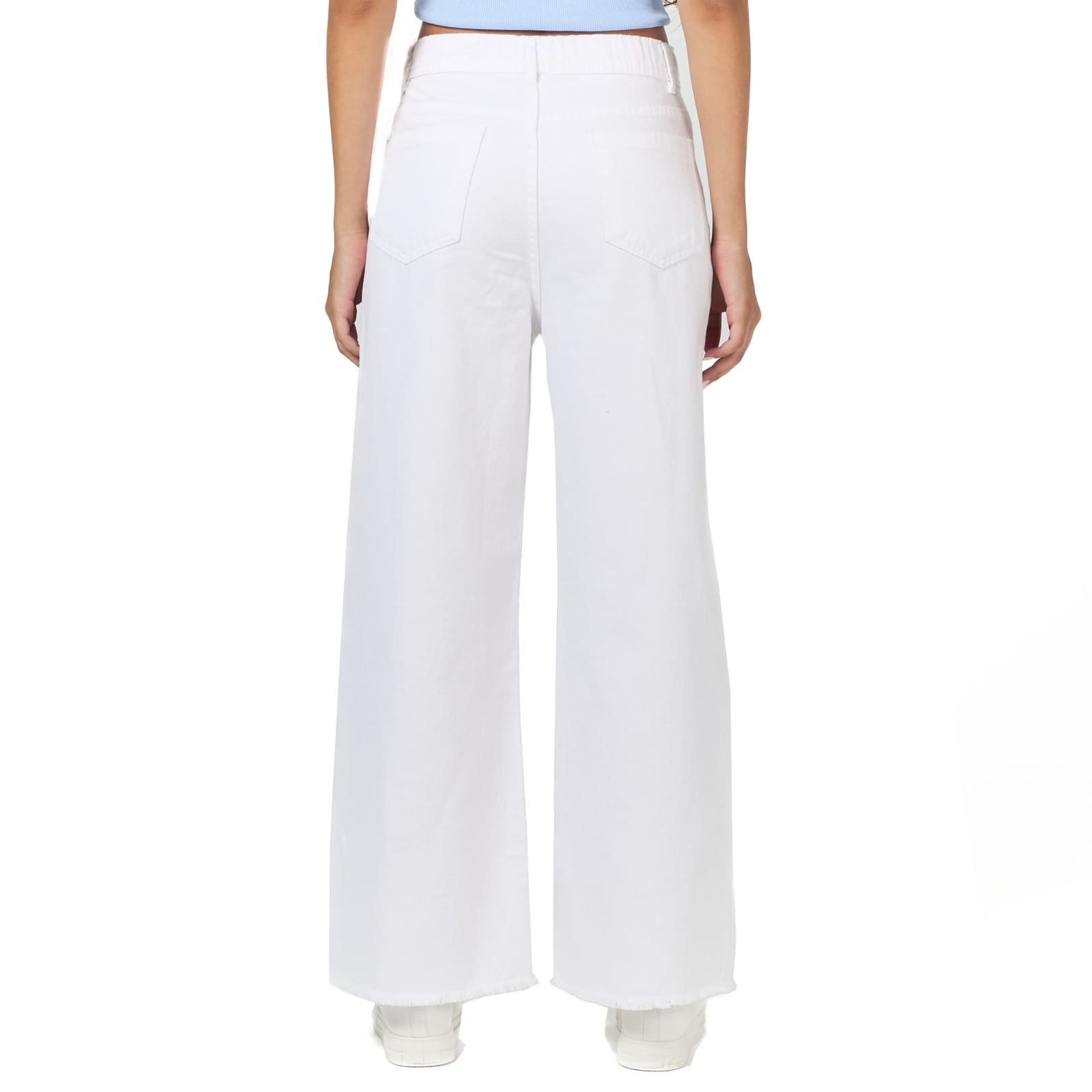 White wide leg cargo pant