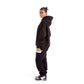 Women Black Melton Plain Hoodies set