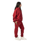 Women Burgundy Melton Plain Hoodies set