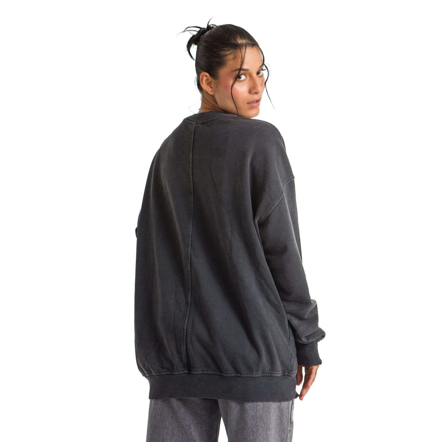 Women Dark Grey Heavy French terry Printed Sweatshirt. “Freedom Rock”
