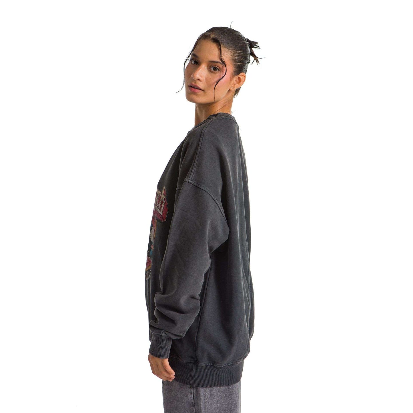 Women Dark Grey Heavy French terry Printed Sweatshirt. “Freedom Rock”