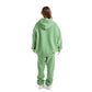 Women Green Melton Plain Hoodies set