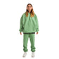 Women Green Melton Plain Hoodies set