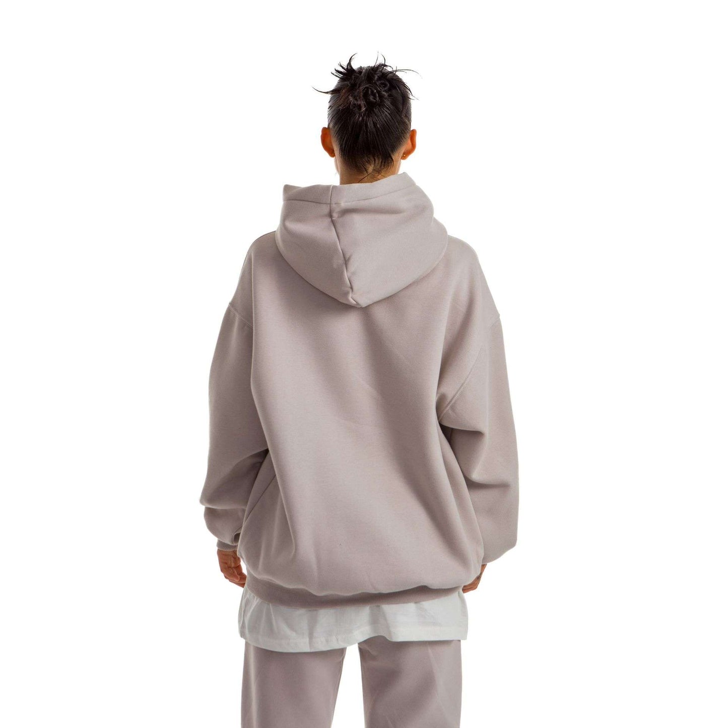 Women Light Grey Heavy Melton Hoodie
