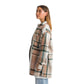 Women Vintage Checkered plaid jacket green shrimp Striped
