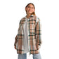 Women Vintage Checkered plaid jacket green shrimp Striped