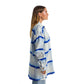 Women Vintage White plaid jacket striped blue