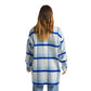 Women Vintage White plaid jacket striped blue
