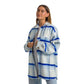 Women Vintage White plaid jacket striped blue