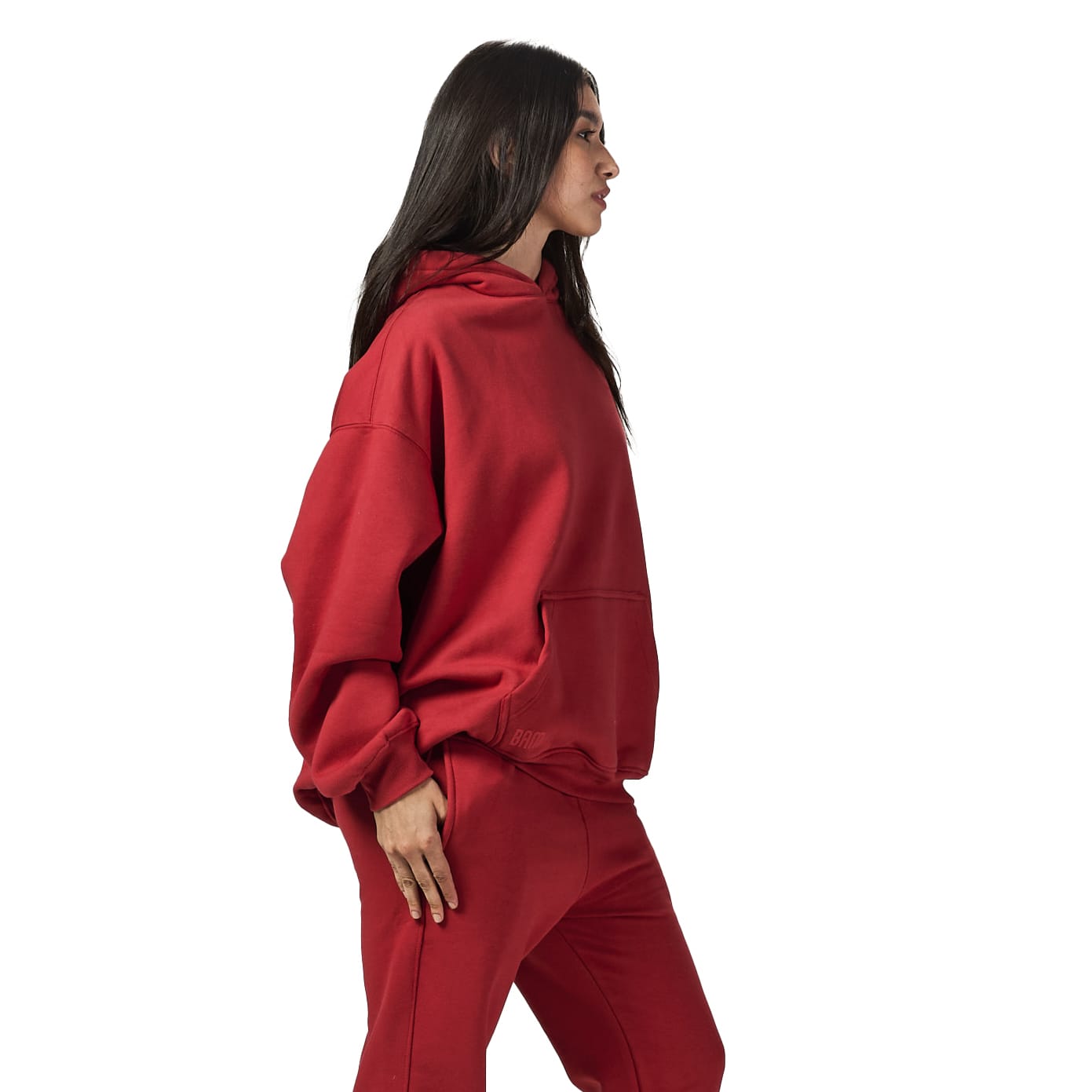 Women burgundy Heavy Melton Hoodie