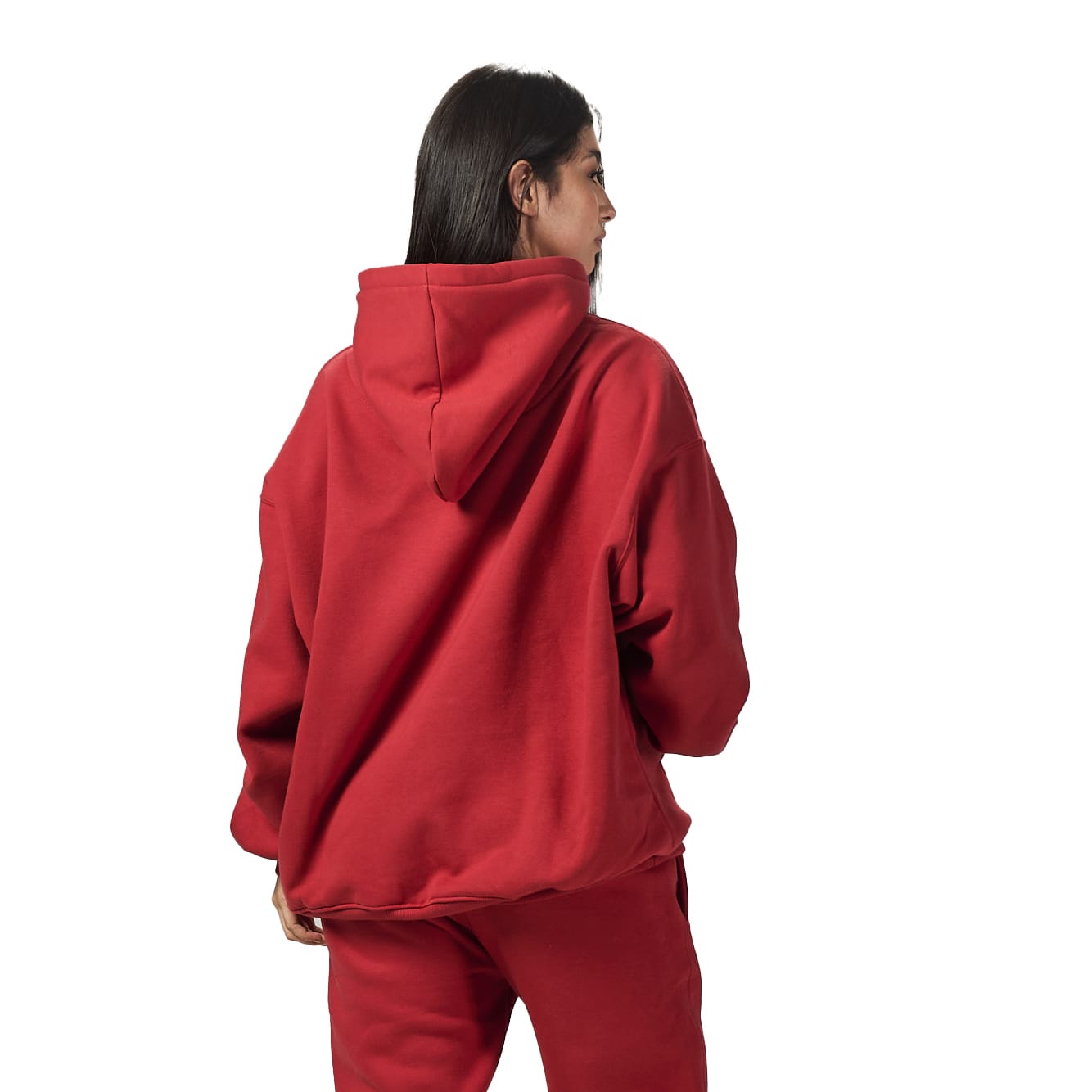 Women burgundy Heavy Melton Hoodie