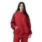 Women burgundy Heavy Melton Hoodie