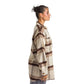 Women plaid jacket brown beige striped