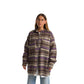 Women plaid jacket wavy Purple, Beige line