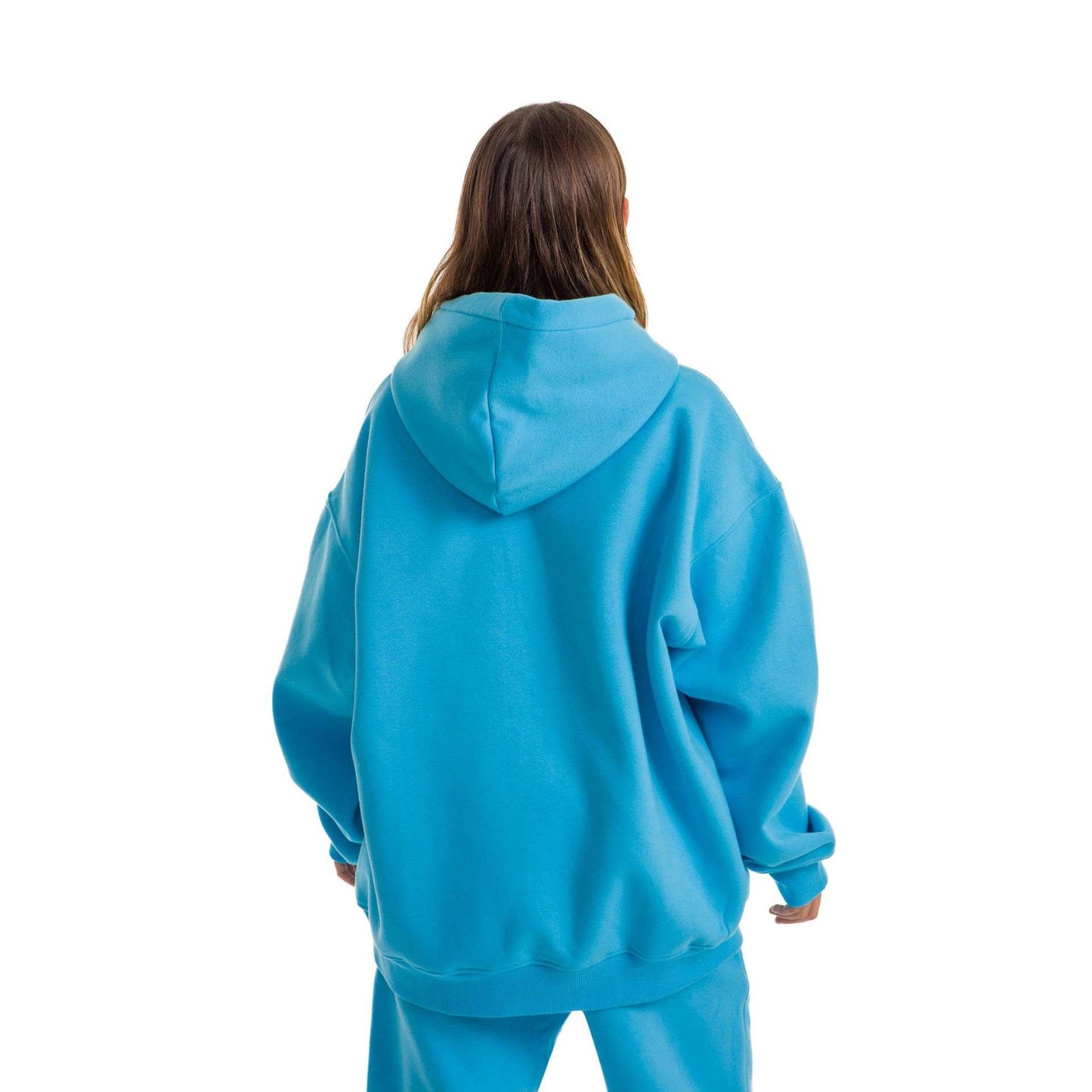 Women sky Blue Heavy Melton Hoodie