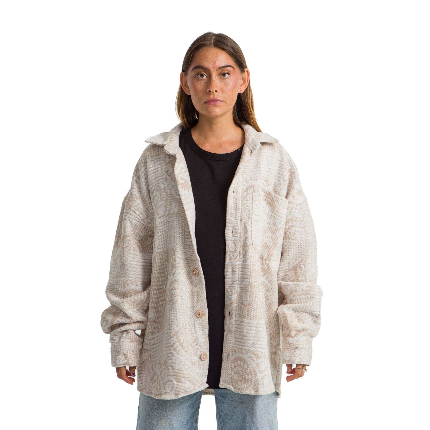 Women’s heavy Long-sleeve shirt Oversized Biege Various designs
