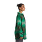Women`s heavy Long-sleeve shirt Oversized Green neon wide striped