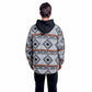 White Hoodie Checkered plaid jacket grey Brown wide striped