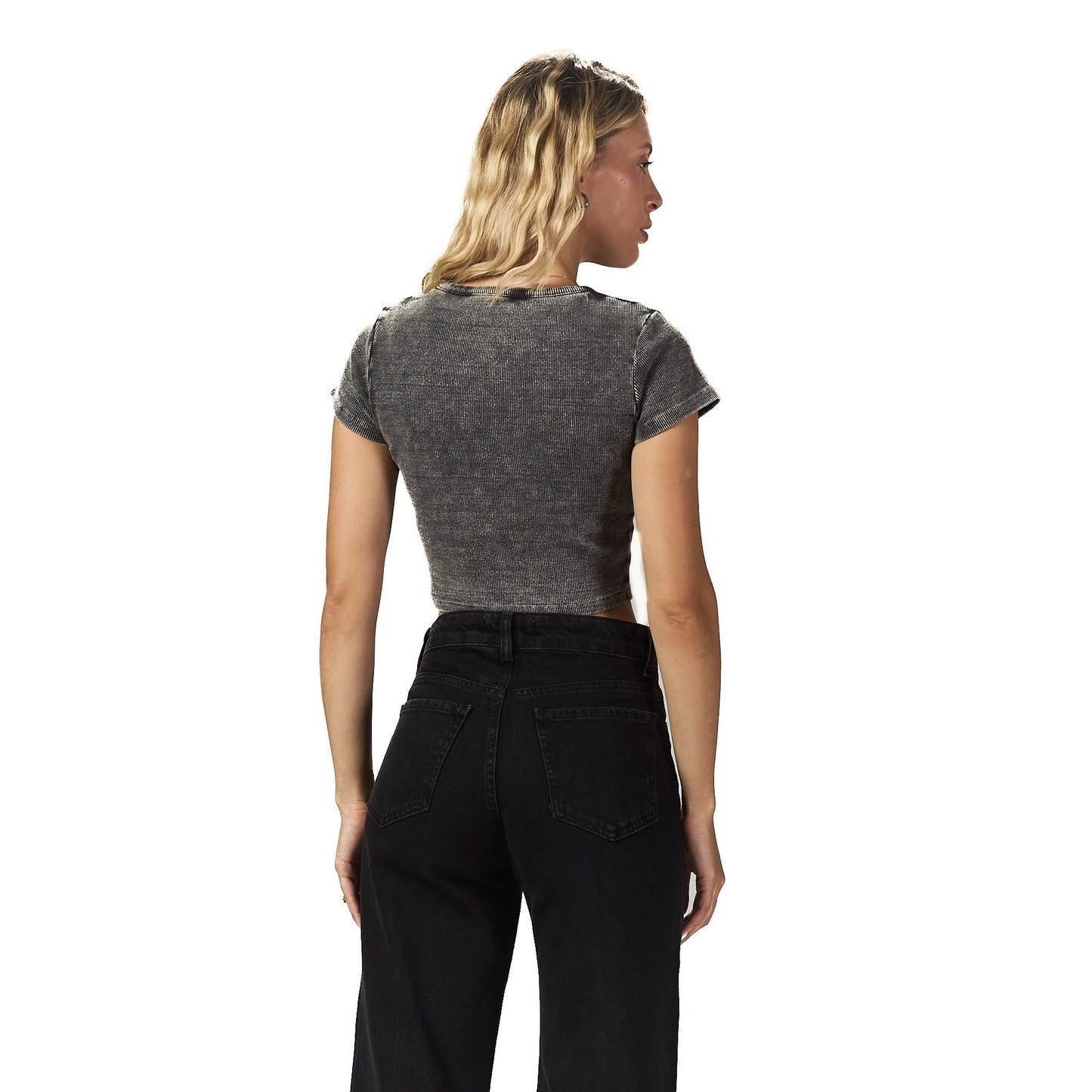 Washed grey ribbed short Sleeveless basic body