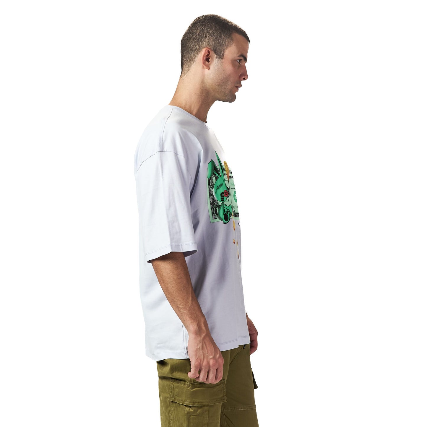 One dollar bill grey oversized printed t shirt
