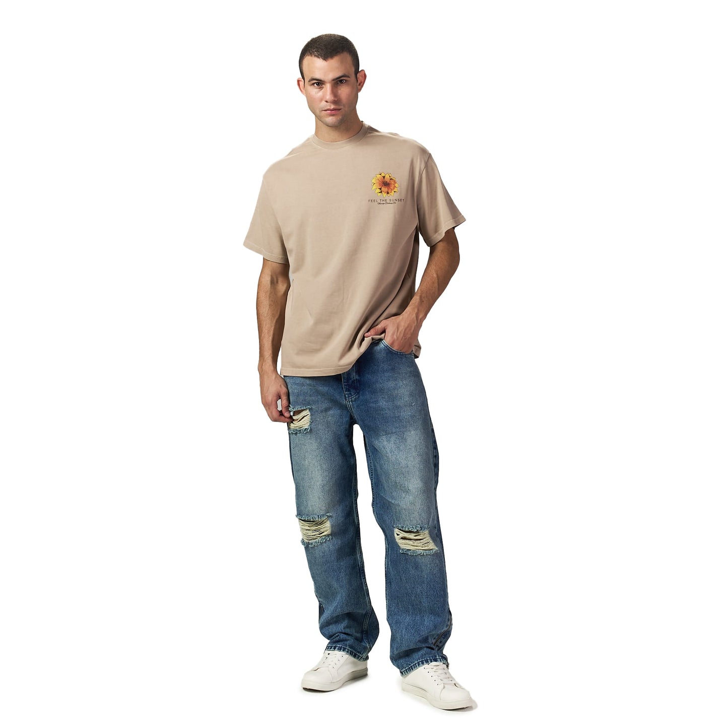 Arizona Beige Oversized Printed T shirt
