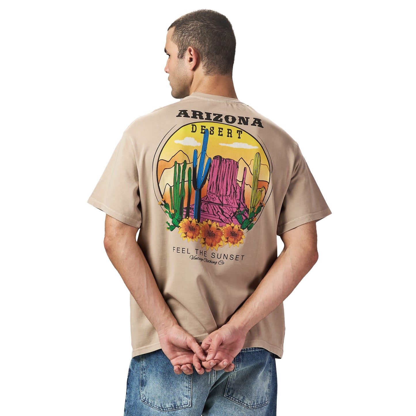 Arizona Beige Oversized Printed T shirt