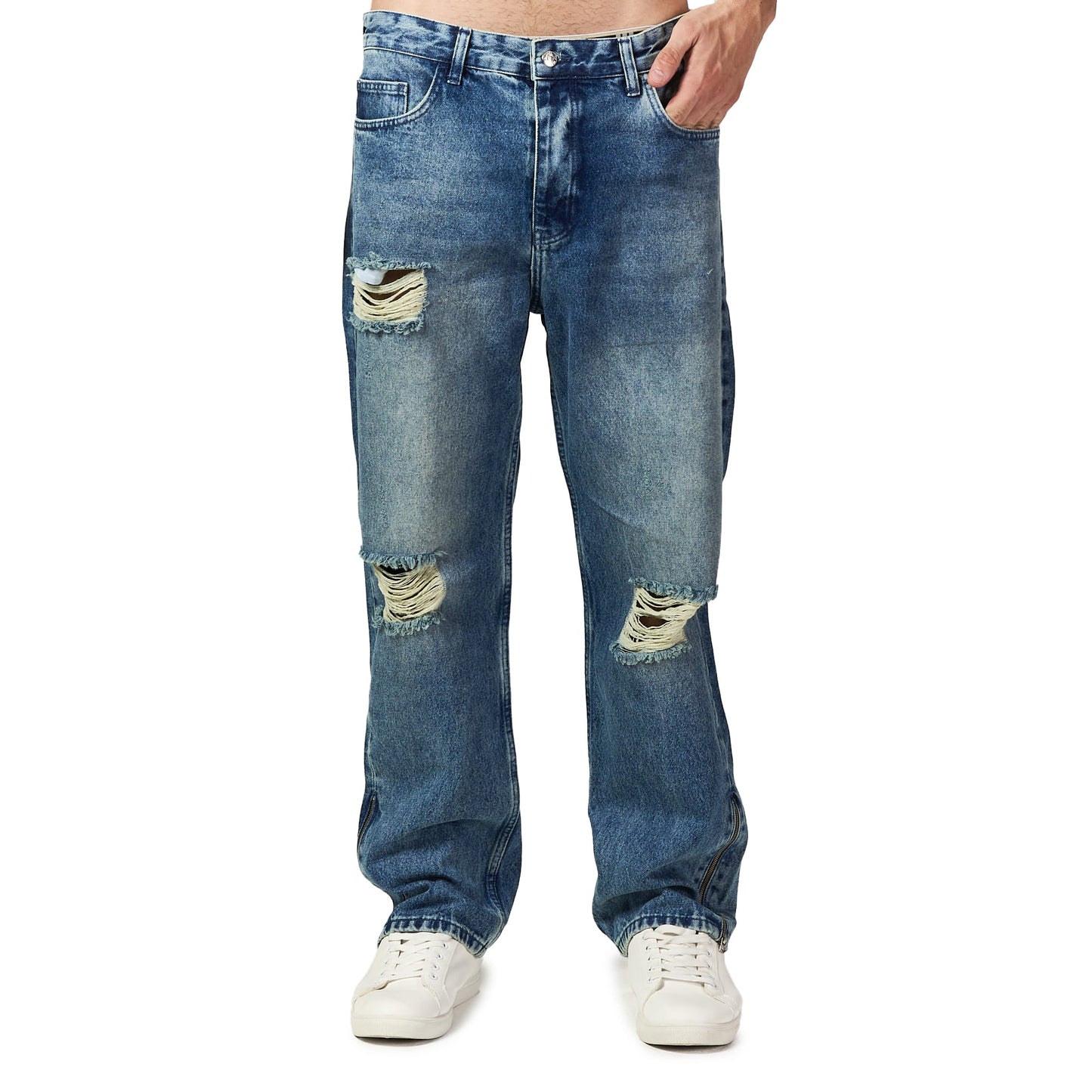 Light blue cut jean