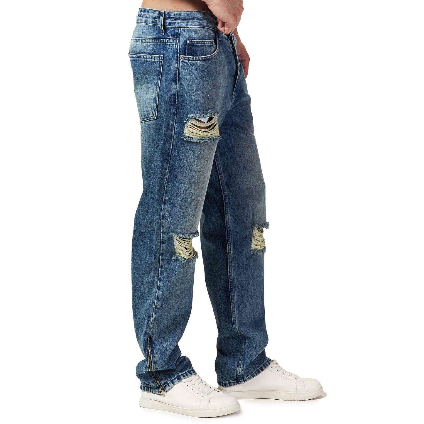 Light blue cut jean