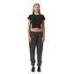 Washed black ribbed short Sleeveless basic body