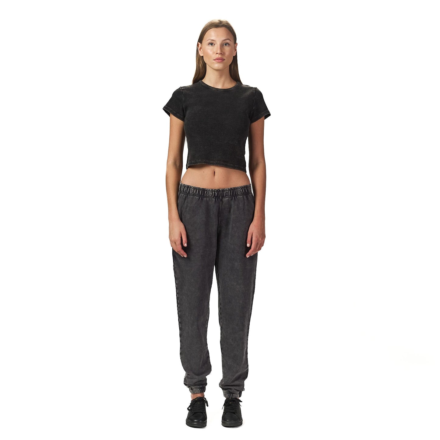 Washed black ribbed short Sleeveless basic body