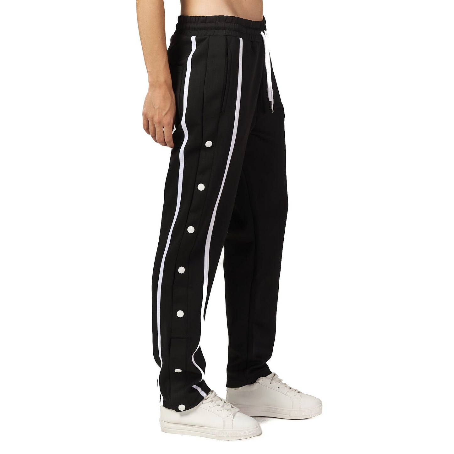 Woman Black side striped sweat pant