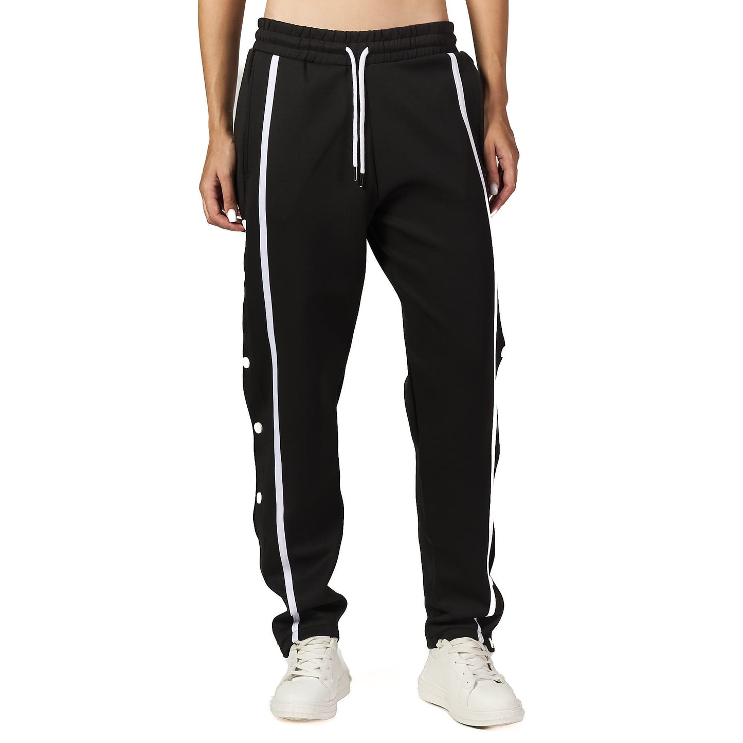 Woman Black side striped sweat pant