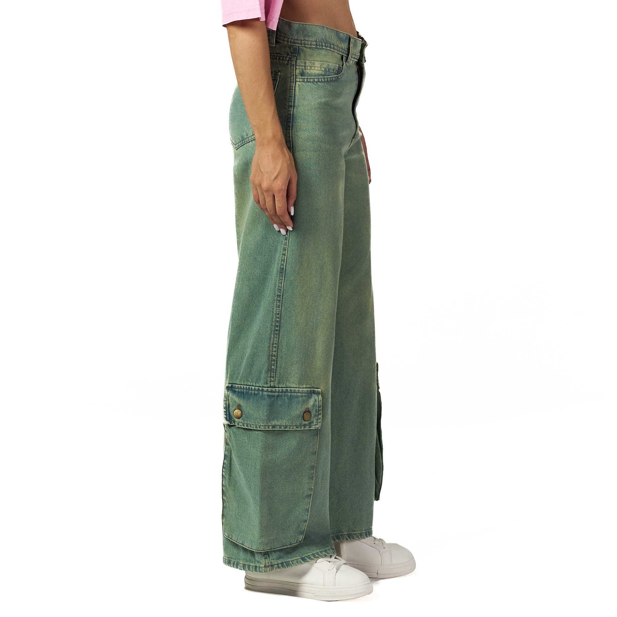 Light green front pocket jeans