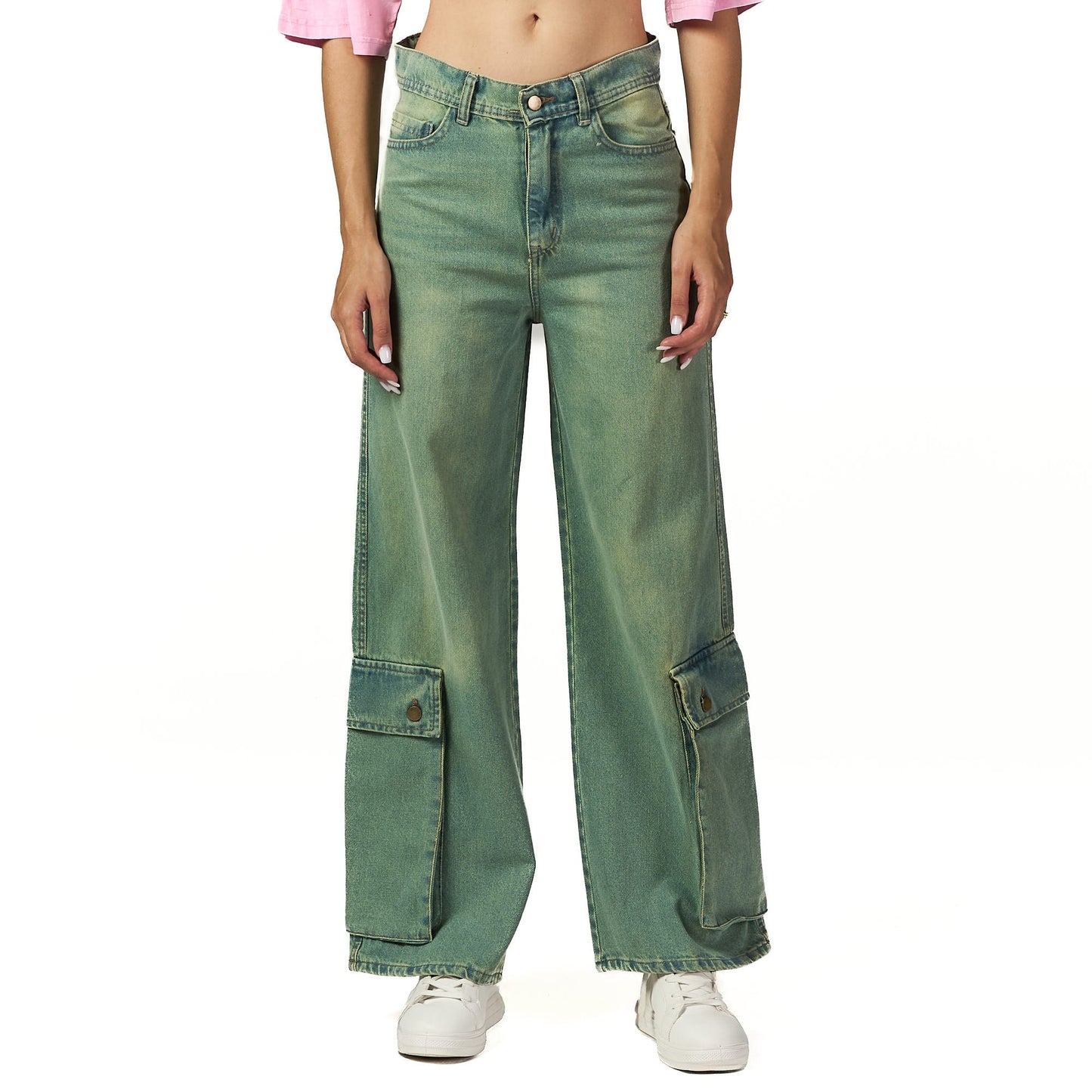 Light green front pocket jeans