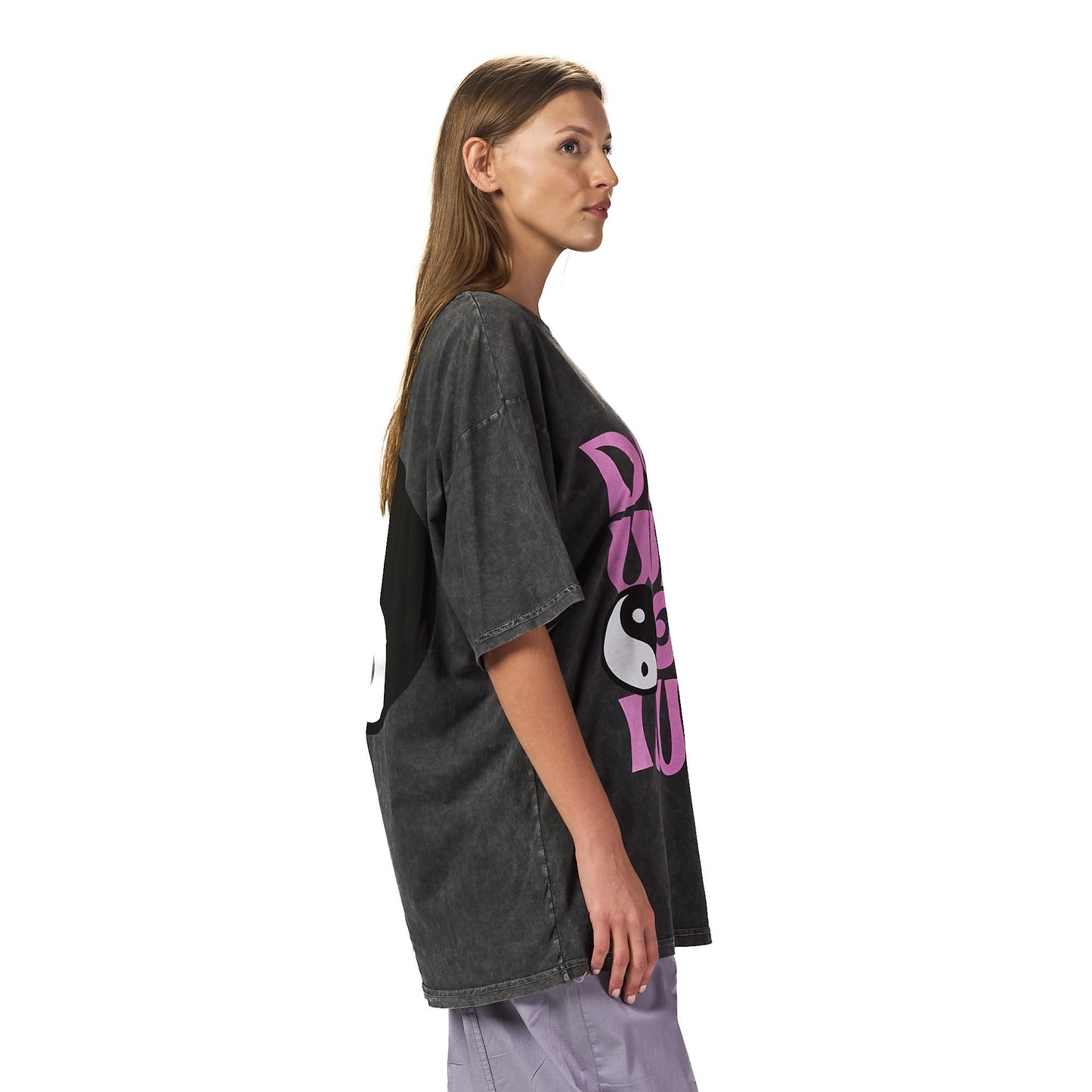 Doing Whatever I want washed grey oversized t shirt