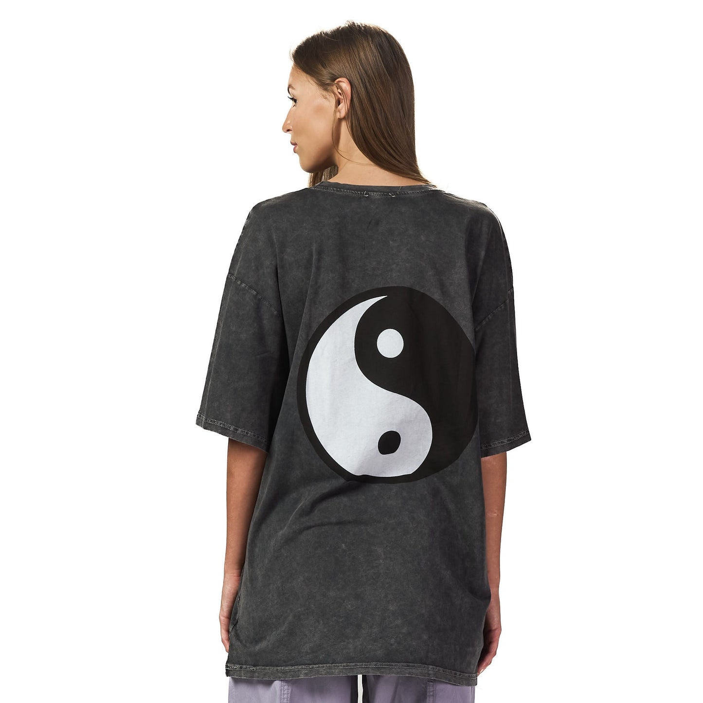Doing Whatever I want washed grey oversized t shirt