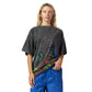 Washed Grey Printed Oversized T-shirt