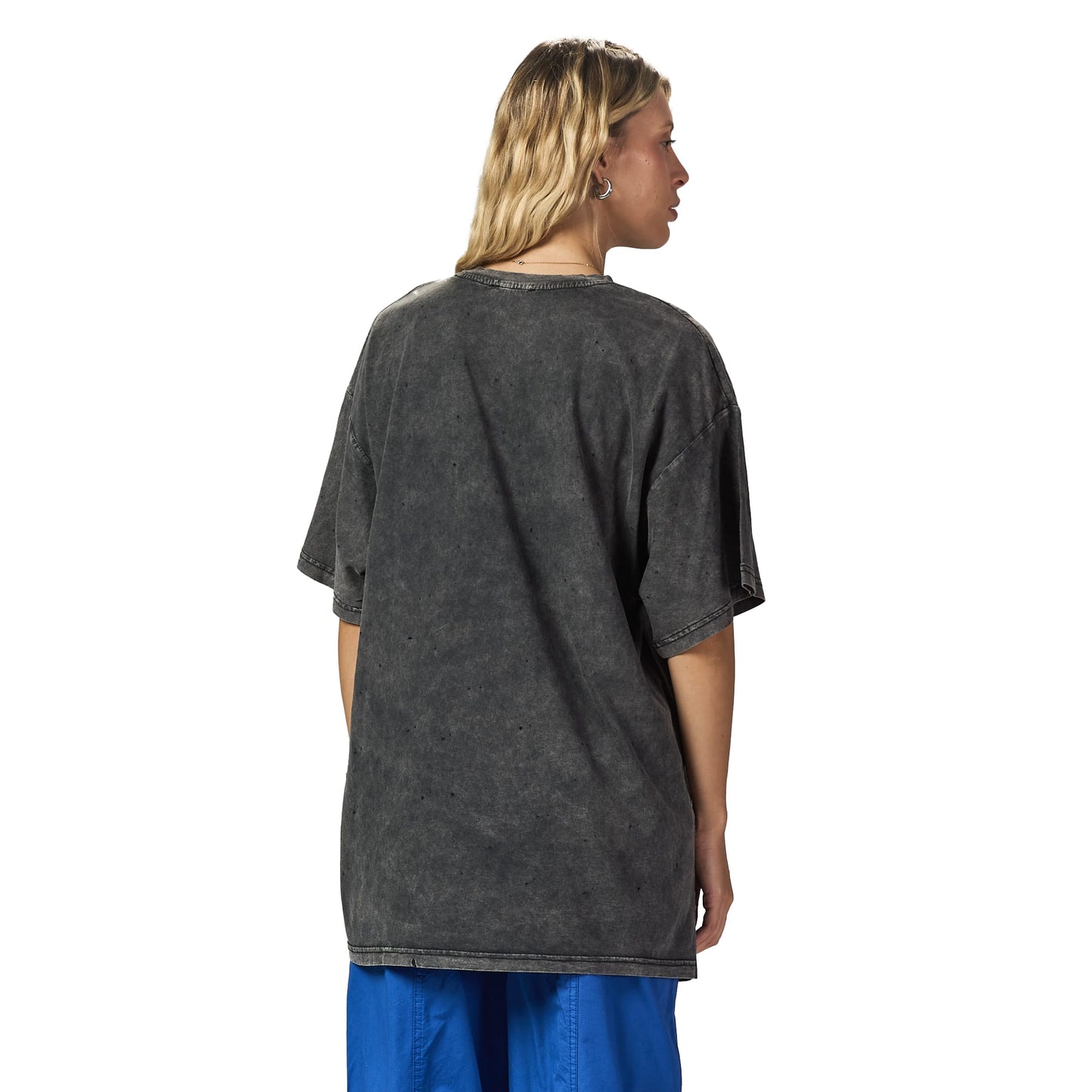 Washed Grey Printed Oversized T-shirt
