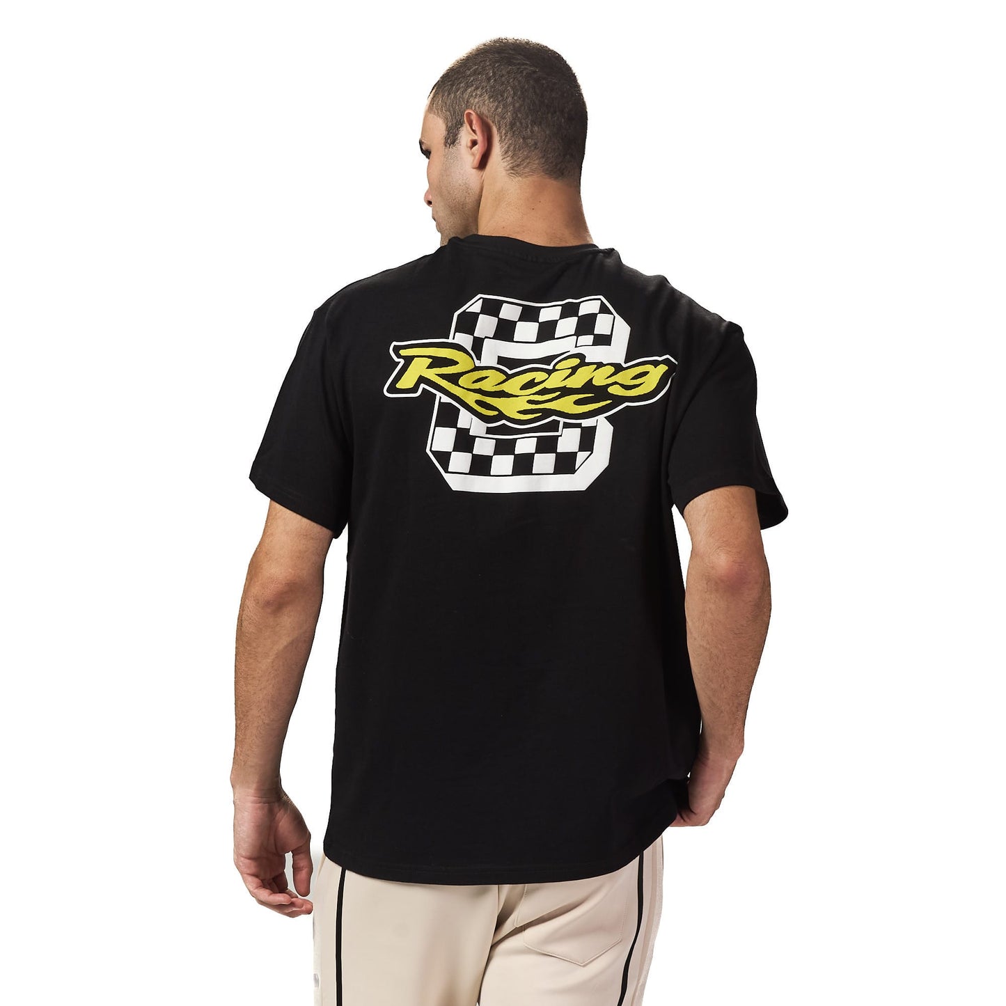 Racing Black Oversized Printed T-shirt