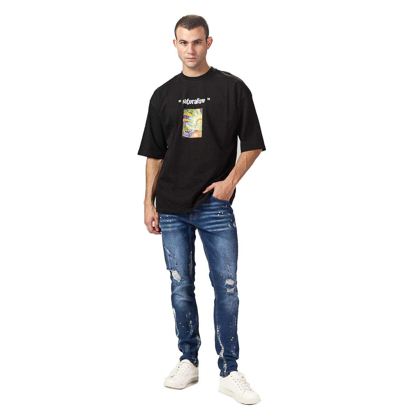 Designed dark blue jean