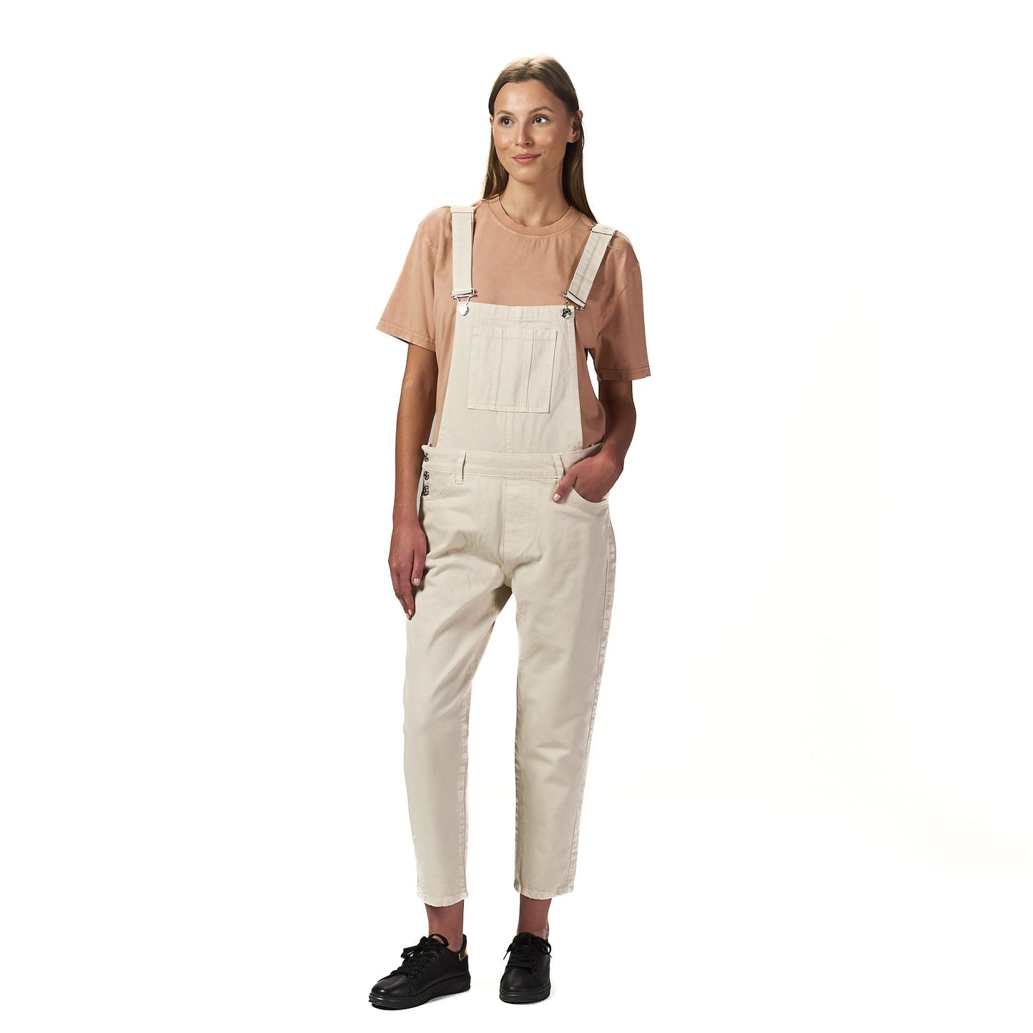 Beige dungaree dress