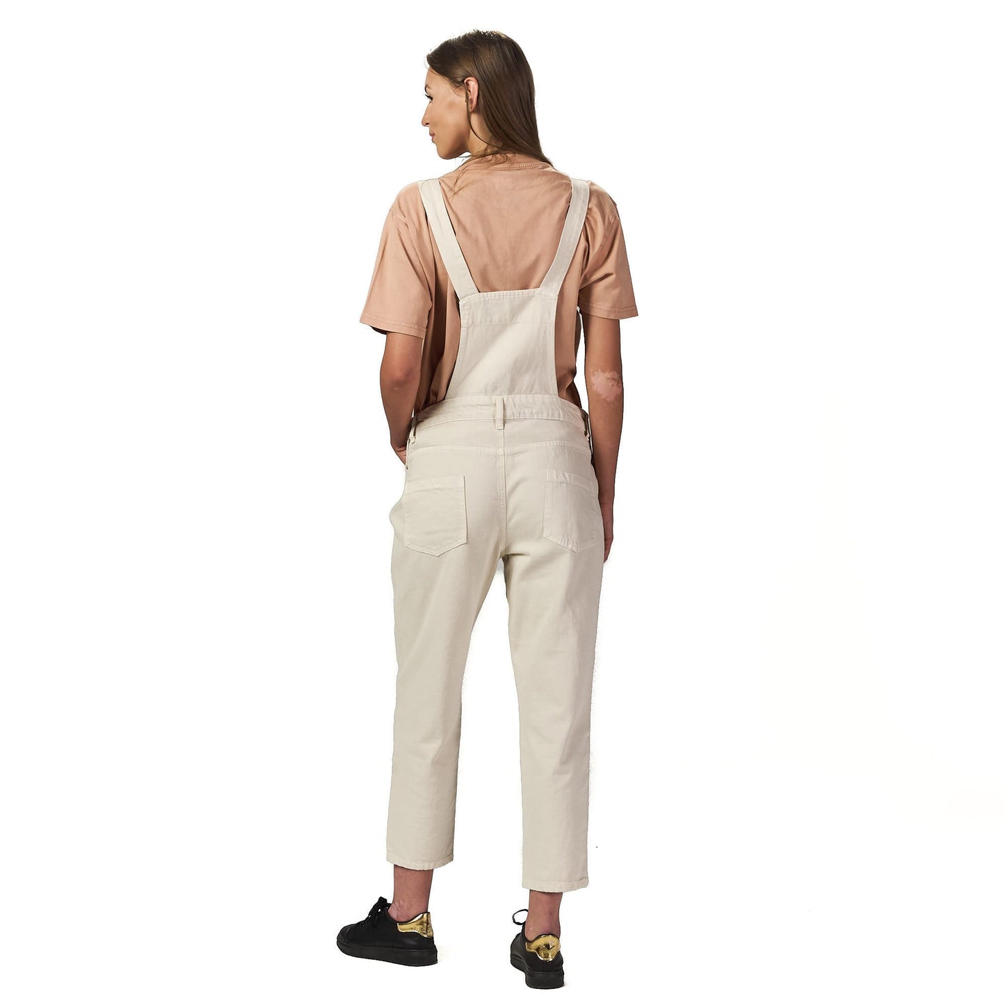 Beige dungaree dress