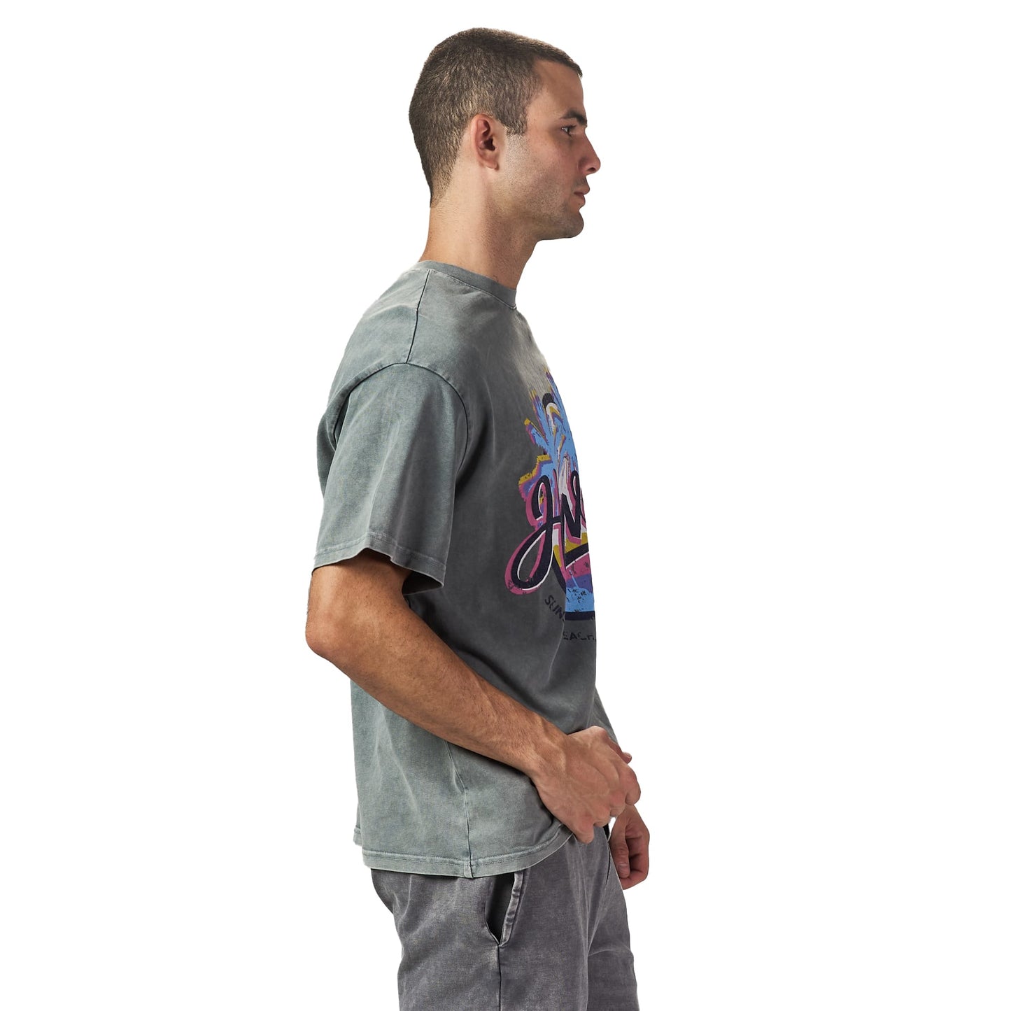Hawaii Grey Oversized Printed T-shirt