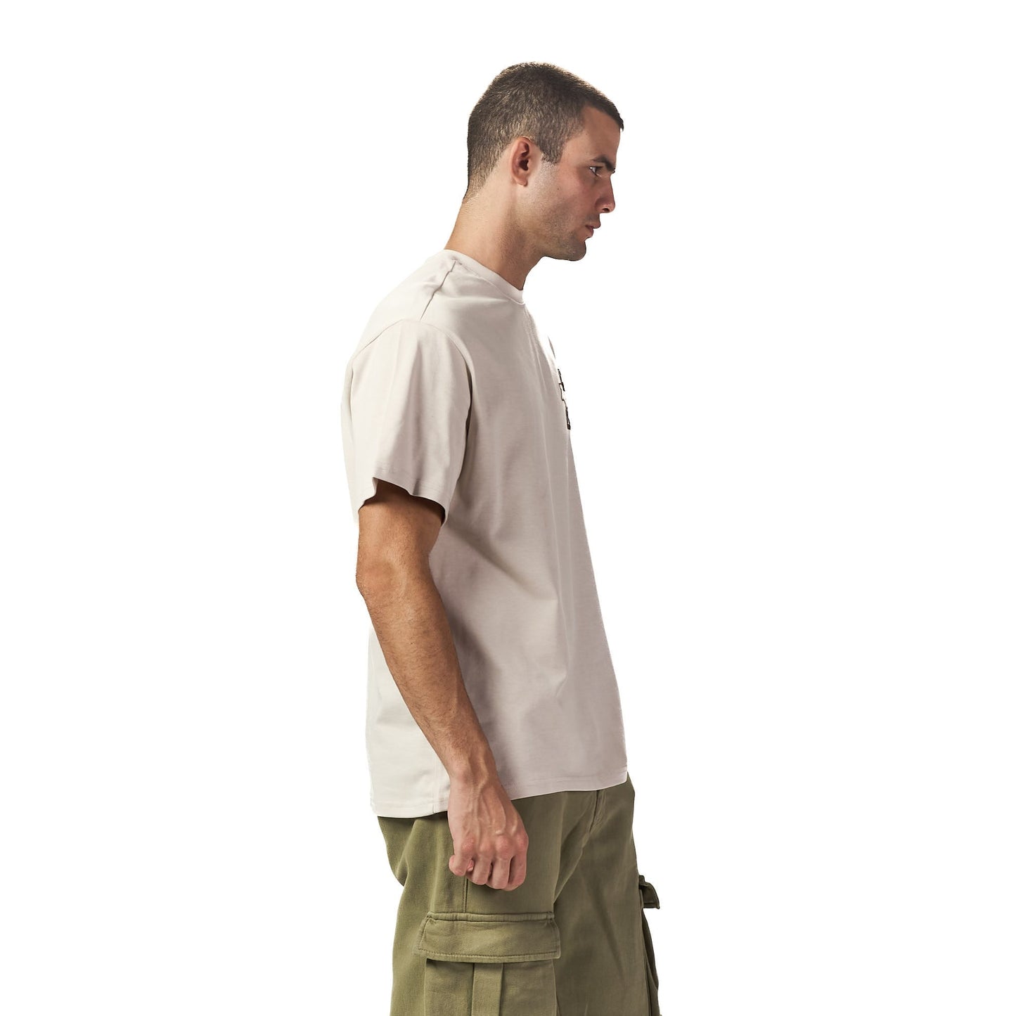 Racing beige oversized printed t shirt