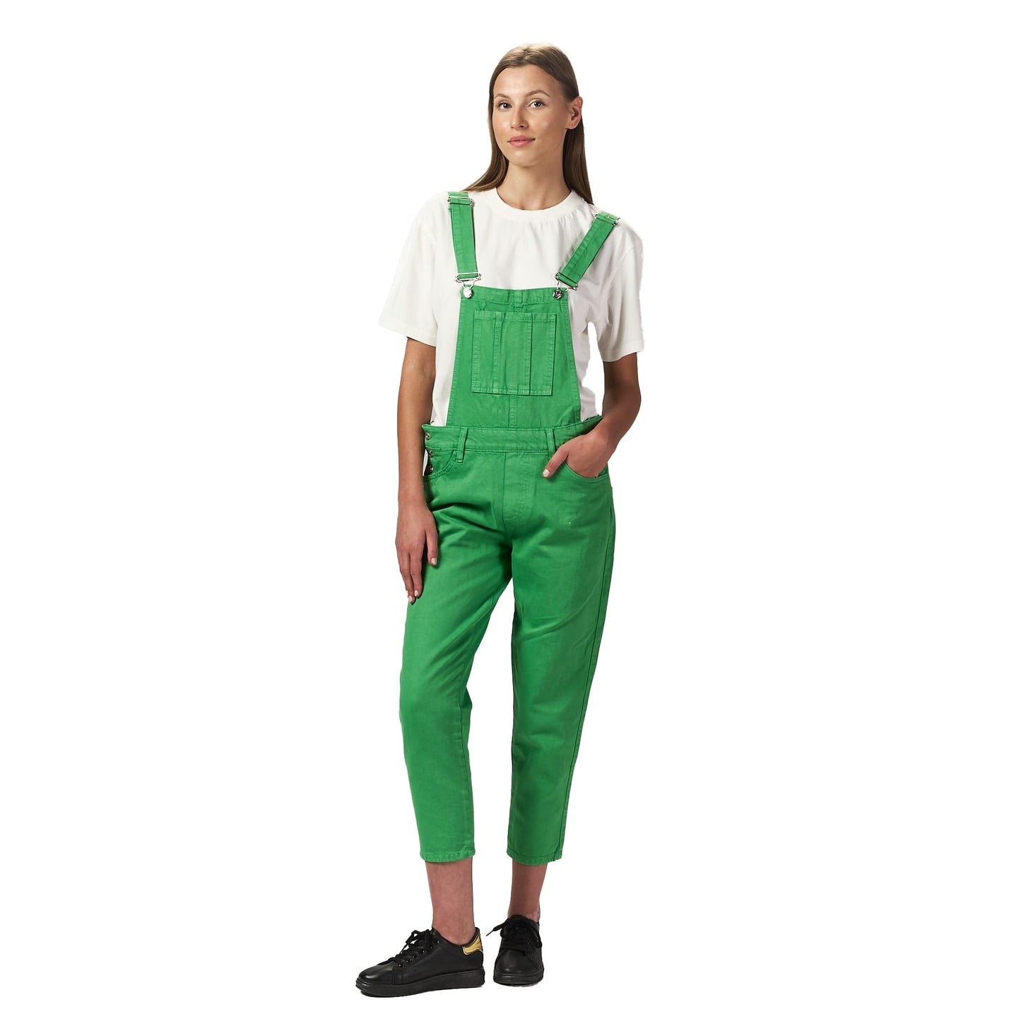 Green dungaree dress