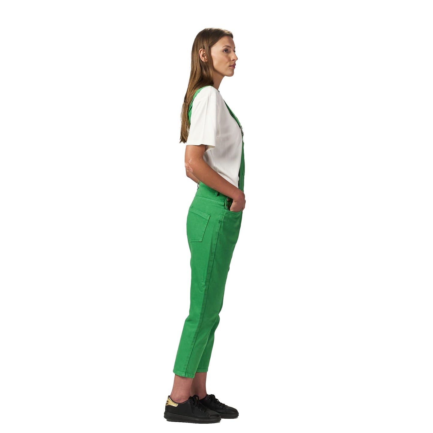 Green dungaree dress