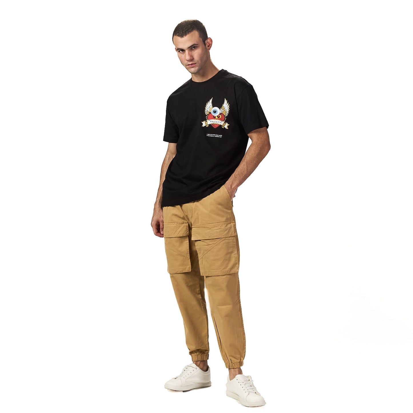 Broken Black Oversized Printed T shirt